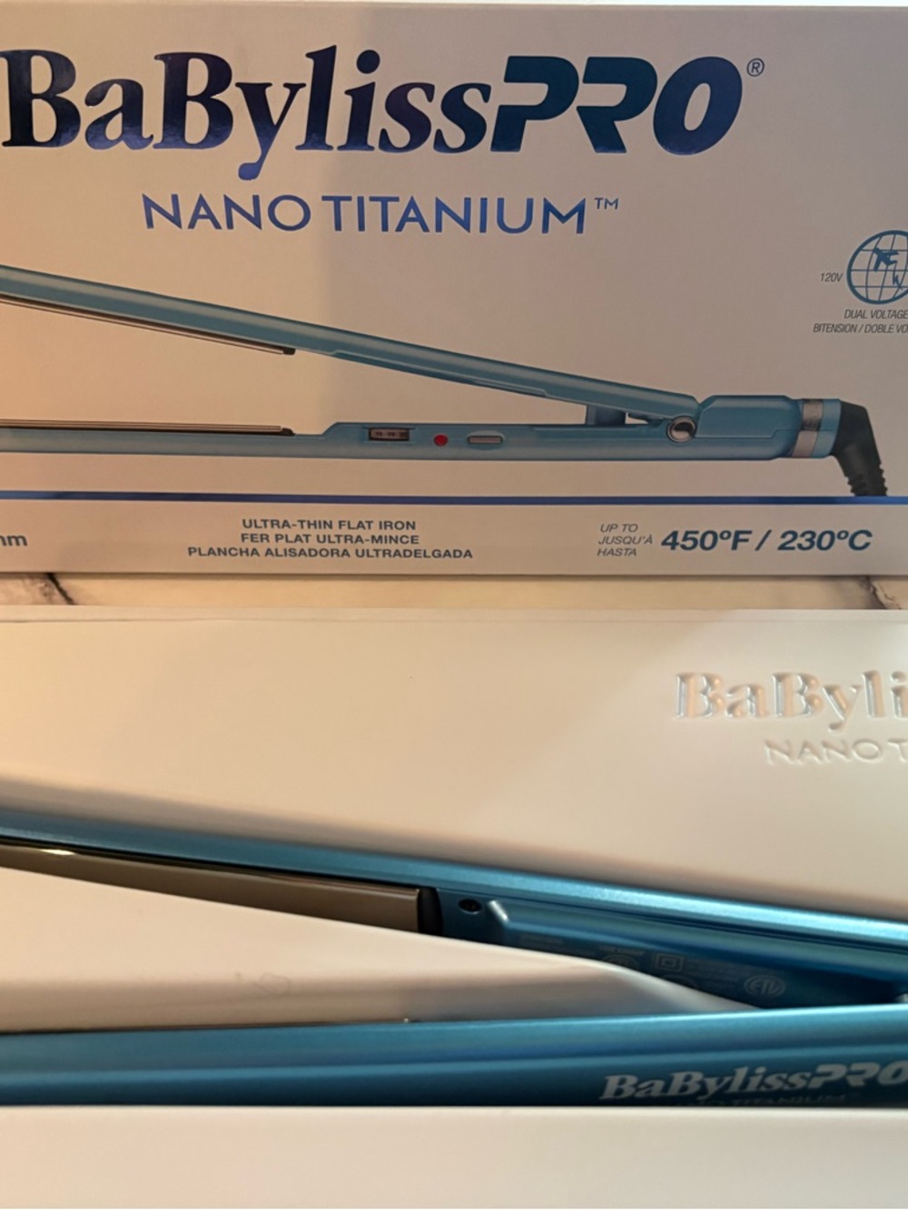 BaBylissPRO Nano Titanium Blue Flat Iron FULLY FUNCTIONAL SEE DESCRIPTION